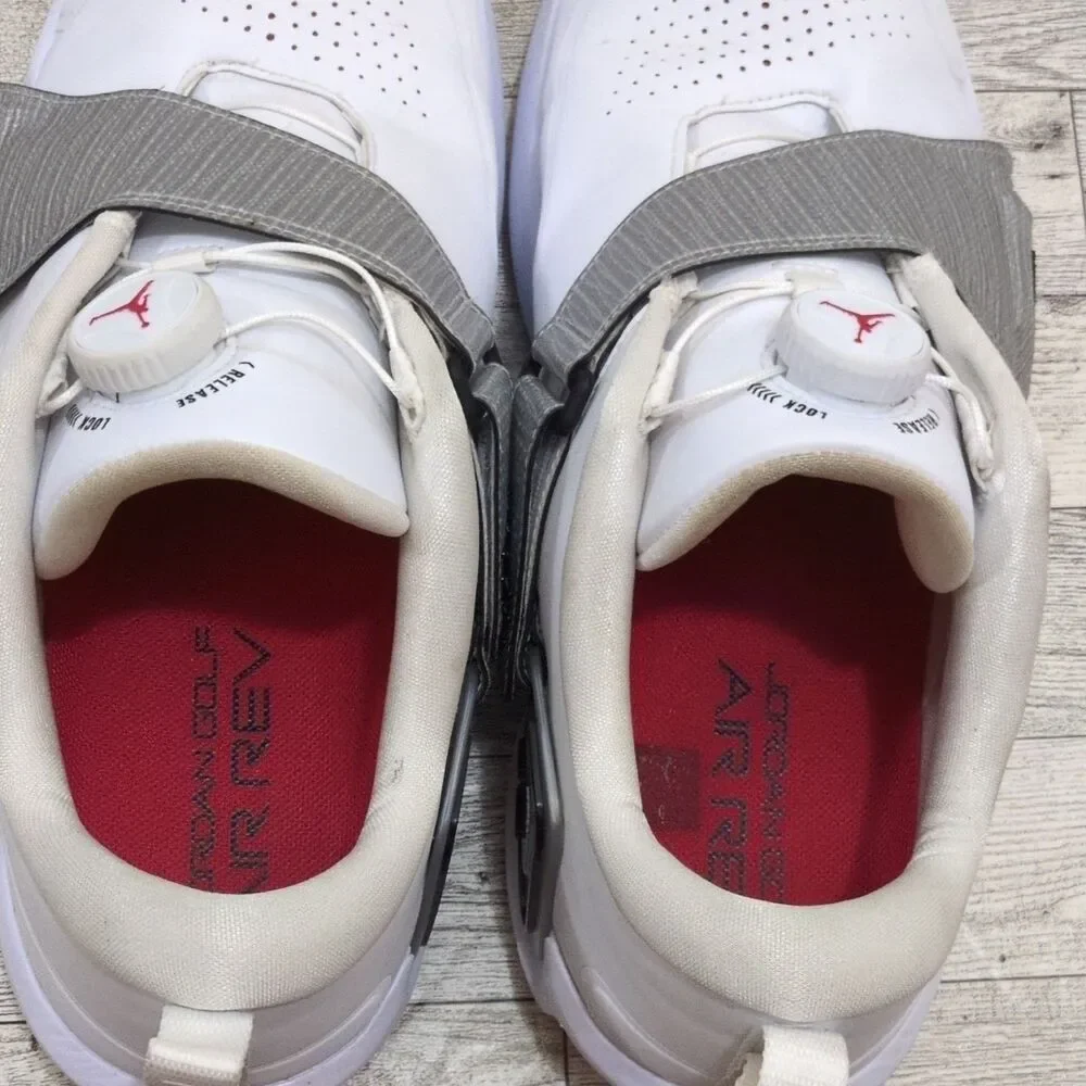 Jordan Golf Shoes Mens US 11.5 White Gray Red Strap Spiked FV6338-100